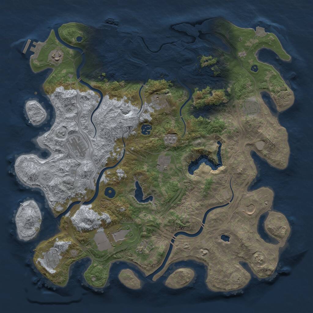 Rust Map: Procedural Map, Size: 4300, Seed: 928465244, 17 Monuments