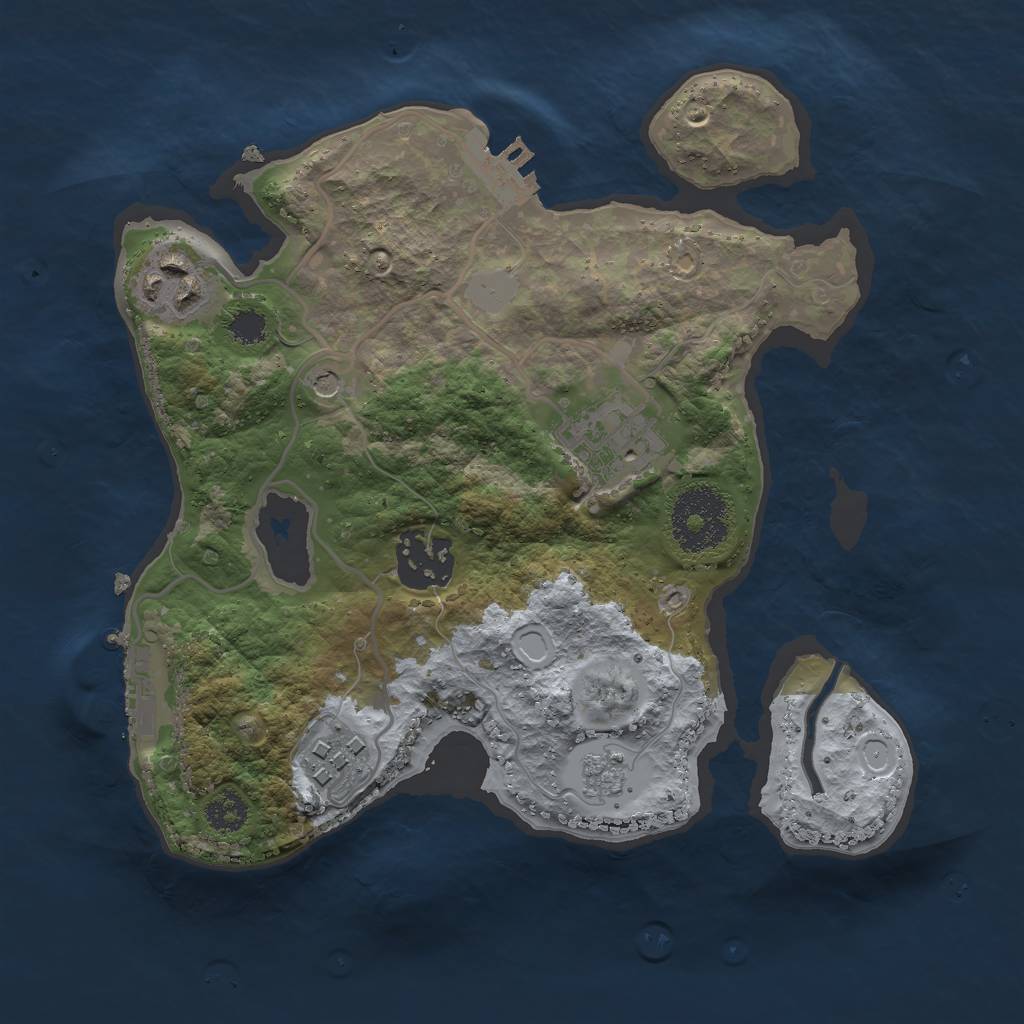Rust Map: Procedural Map, Size: 2500, Seed: 221561208, 13 Monuments