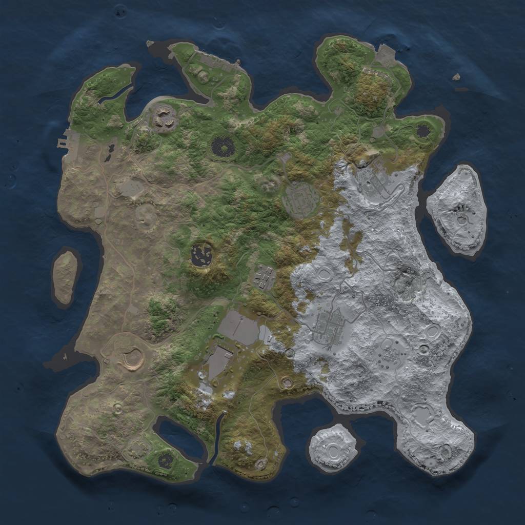 Rust Map: Procedural Map, Size: 3500, Seed: 62309874, 16 Monuments