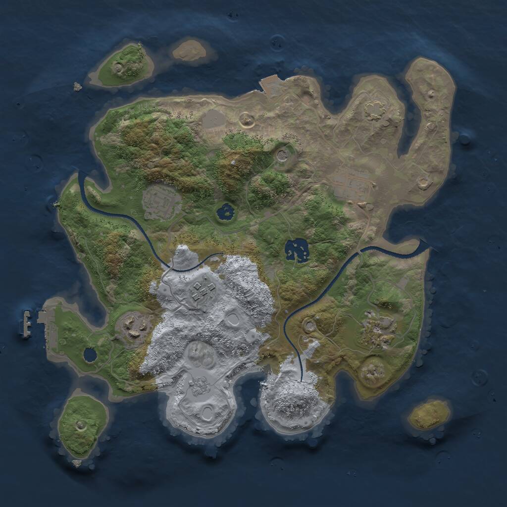 Rust Map: Procedural Map, Size: 3000, Seed: 792105, 11 Monuments
