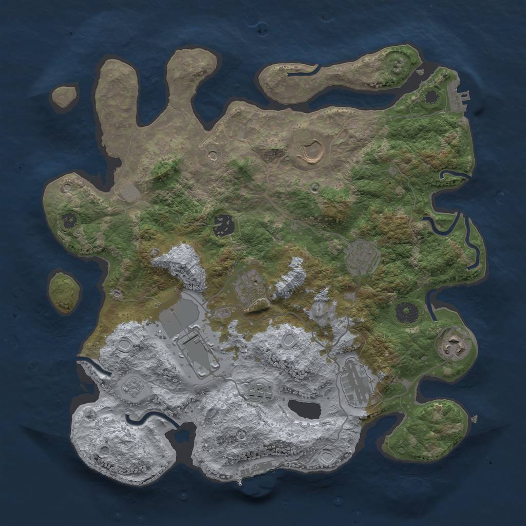 Rust Map: Procedural Map, Size: 3500, Seed: 88310077, 17 Monuments