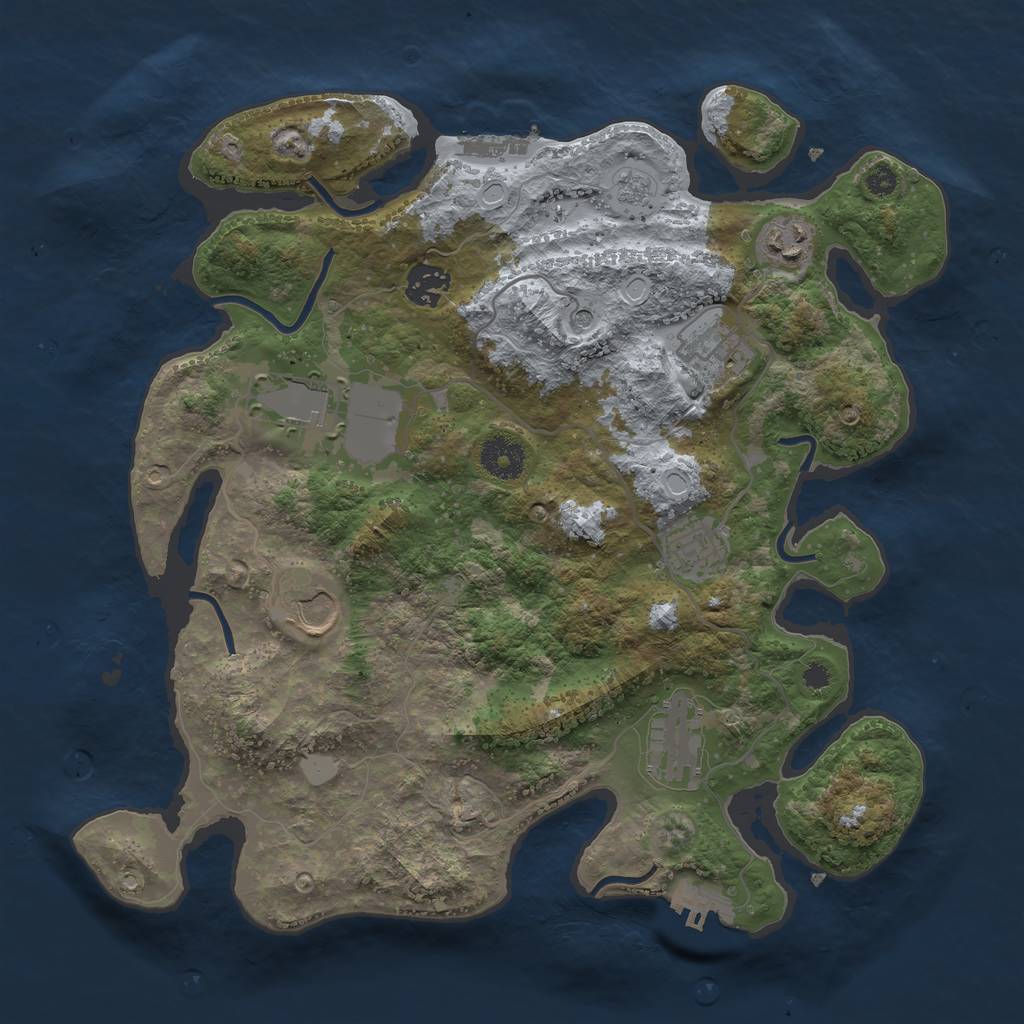 Rust Map: Procedural Map, Size: 3500, Seed: 1351780802, 14 Monuments
