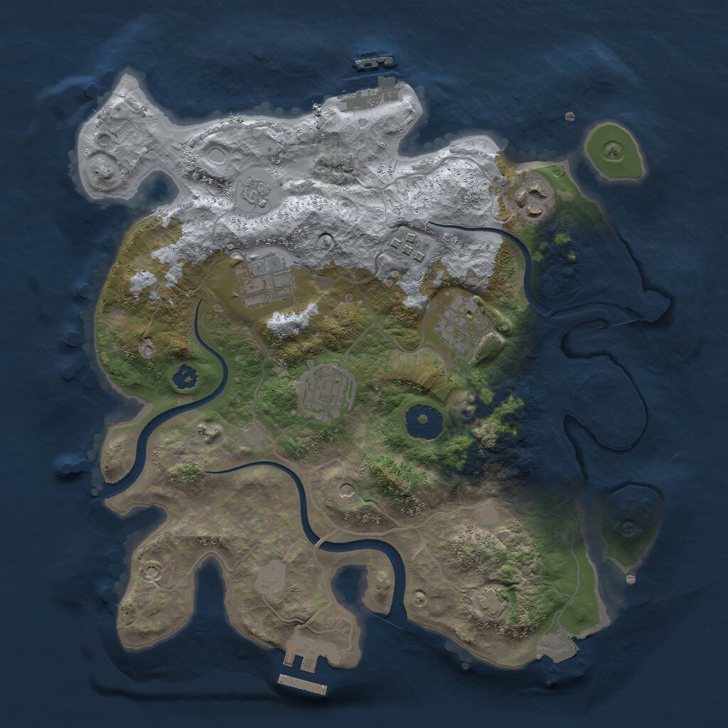 Rust Map: Procedural Map, Size: 3000, Seed: 834742, 11 Monuments