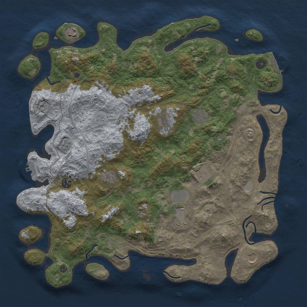 Rust Map: Procedural Map, Size: 4500, Seed: 766269696, 19 Monuments