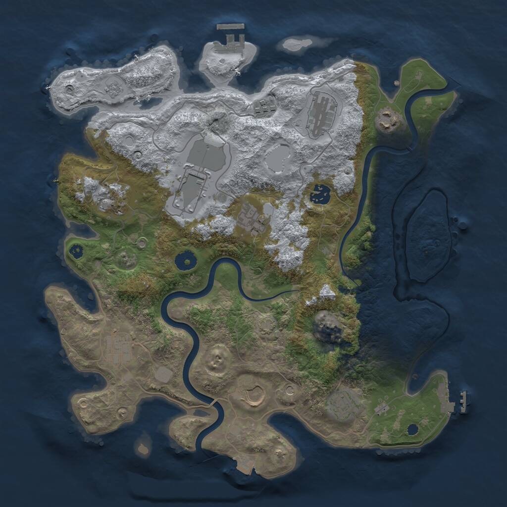 Rust Map: Procedural Map, Size: 3700, Seed: 341097552, 16 Monuments