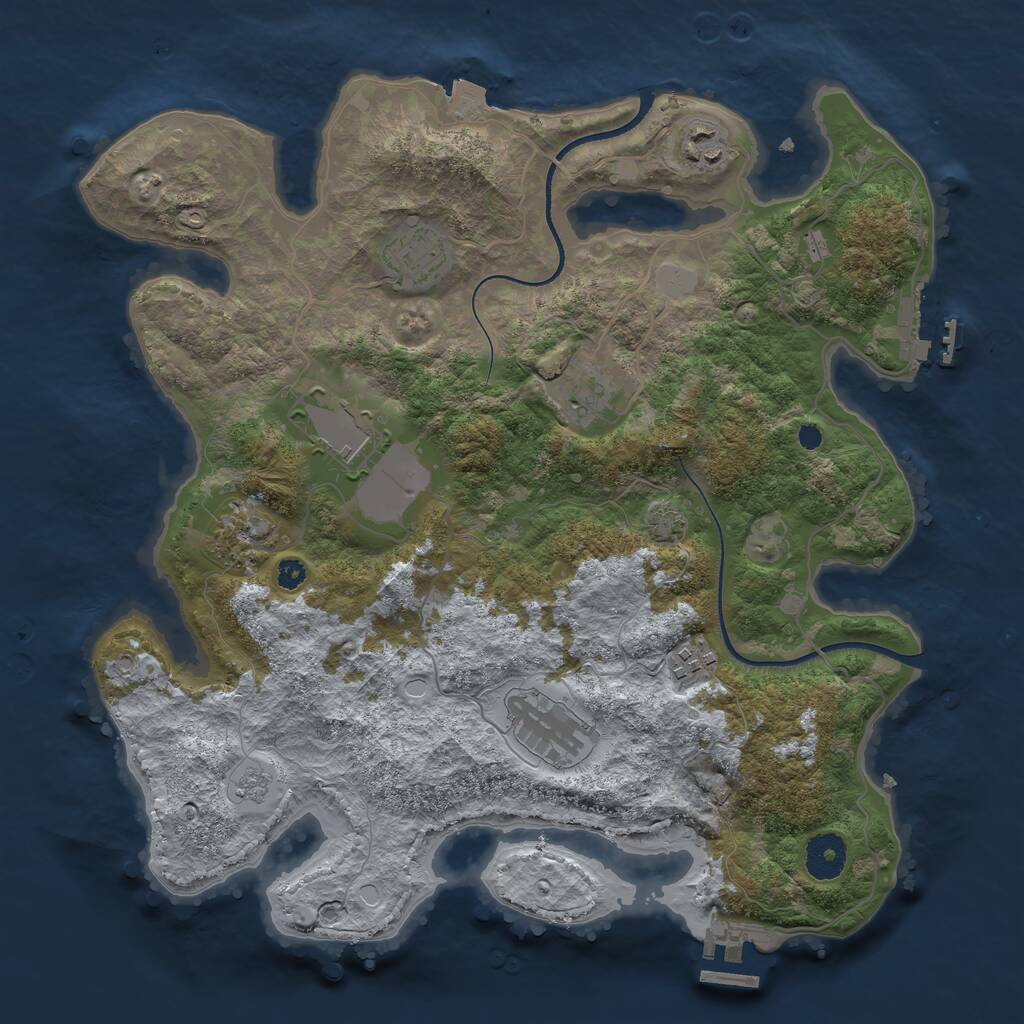 Rust Map: Procedural Map, Size: 3500, Seed: 20816069, 12 Monuments