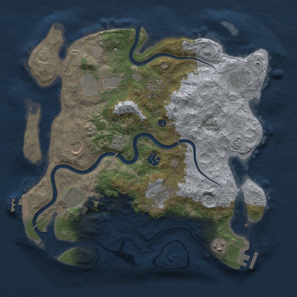 Rust Map: Procedural Map, Size: 3500, Seed: 1436960922, 15 Monuments