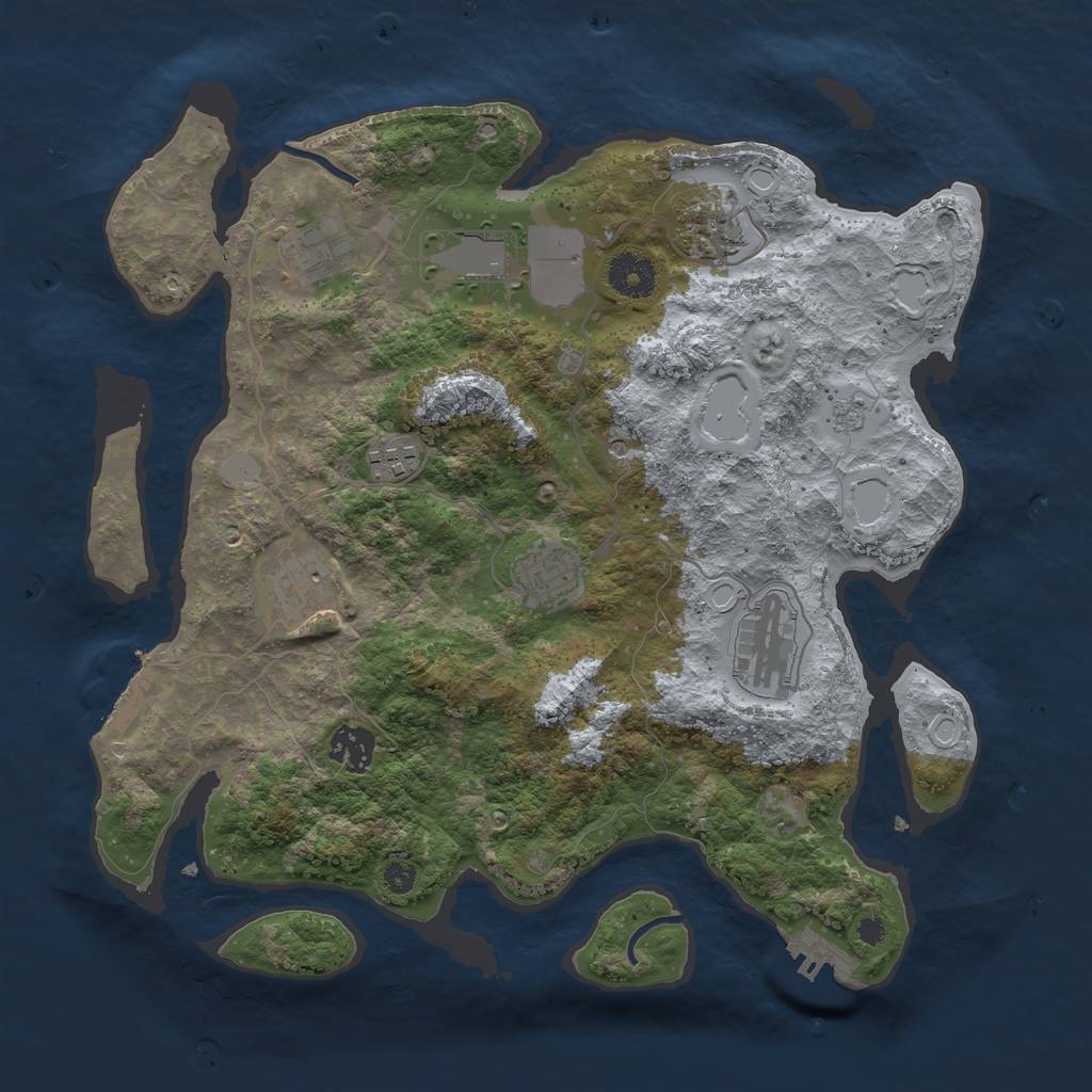 Rust Map: Procedural Map, Size: 3500, Seed: 1436960922, 15 Monuments