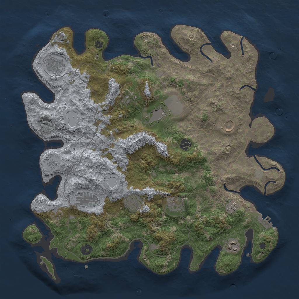 Rust Map: Procedural Map, Size: 4000, Seed: 405723870, 18 Monuments