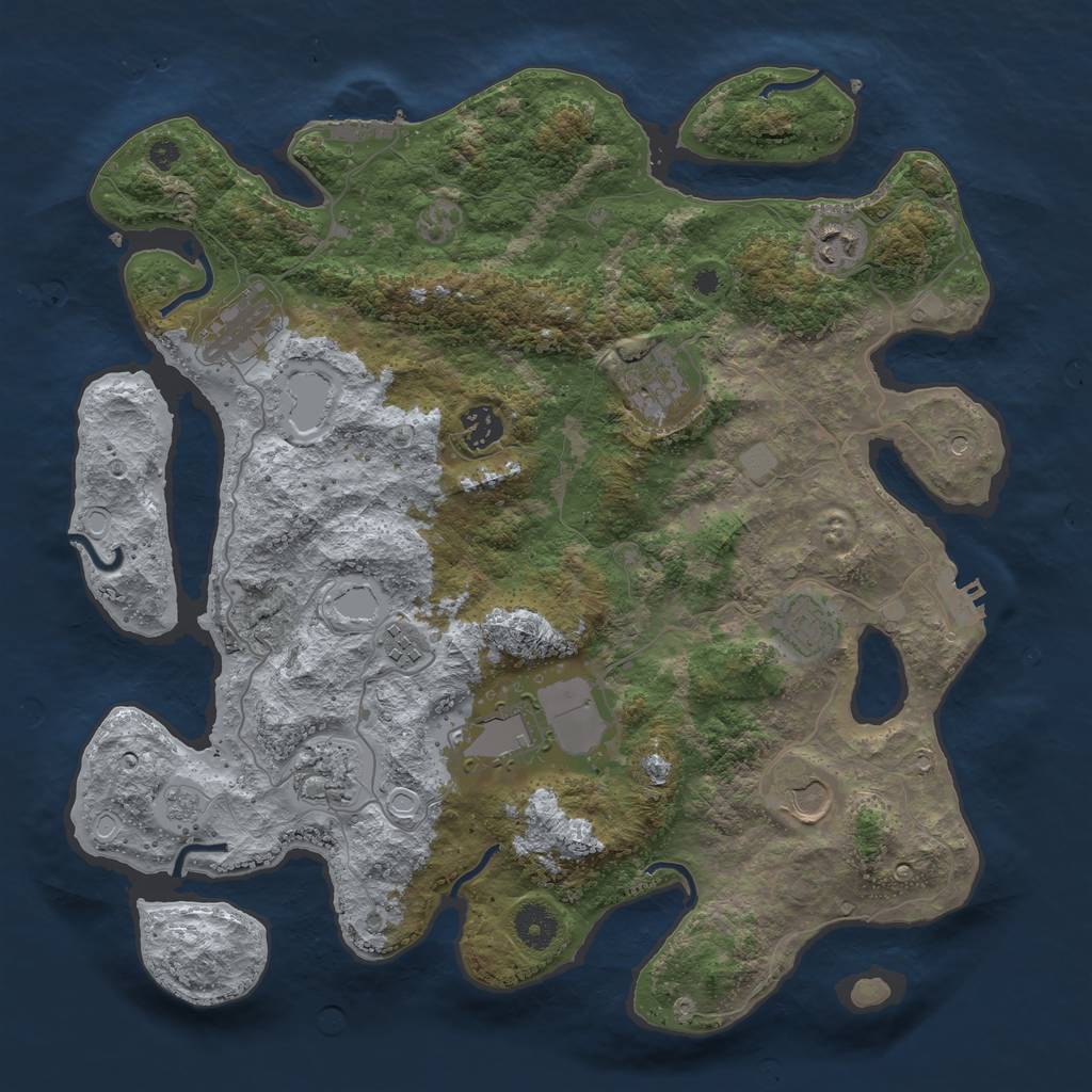 Rust Map: Procedural Map, Size: 3800, Seed: 734159, 18 Monuments