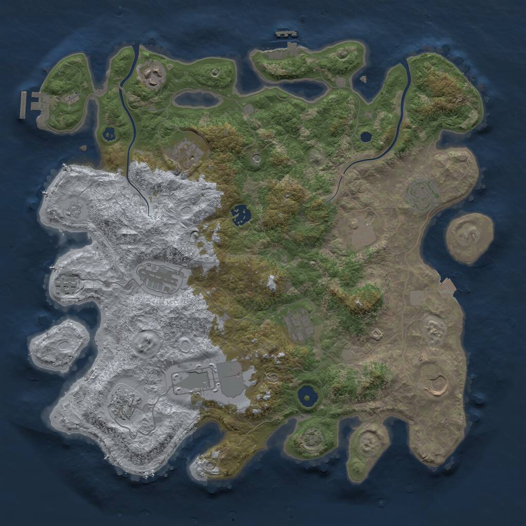 Rust Map: Procedural Map, Size: 3900, Seed: 535144, 17 Monuments