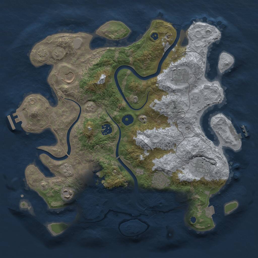 Rust Map: Procedural Map, Size: 3500, Seed: 1701162, 14 Monuments