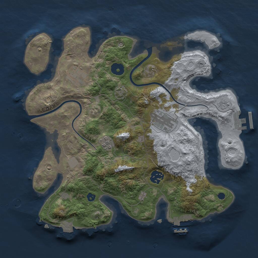 Rust Map: Procedural Map, Size: 3000, Seed: 375209832, 9 Monuments