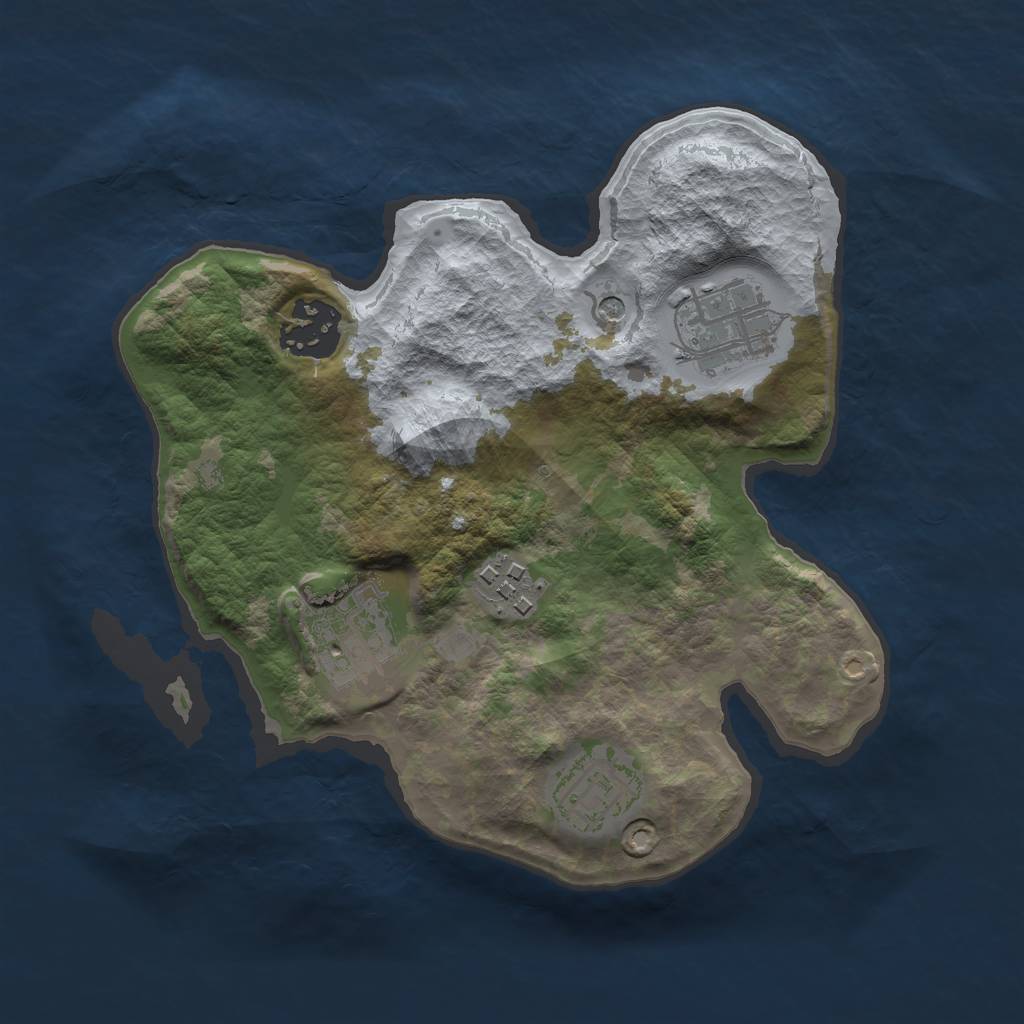 Rust Map: Barren, Size: 2500, Seed: 1488, 8 Monuments