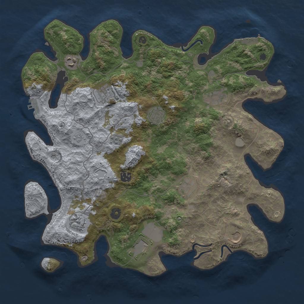 Rust Map: Procedural Map, Size: 4000, Seed: 21877, 17 Monuments