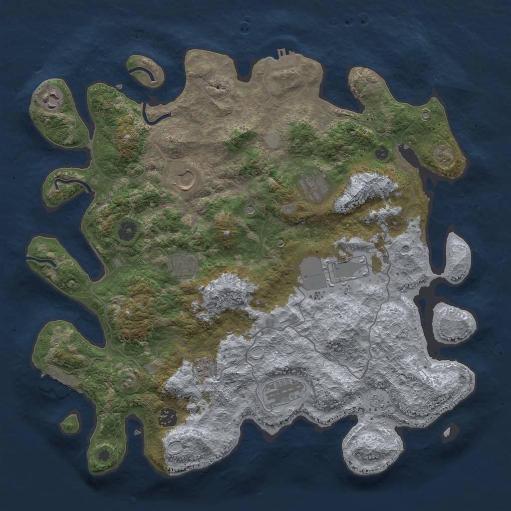 Rust Map: Procedural Map, Size: 4000, Seed: 1951833567, 17 Monuments