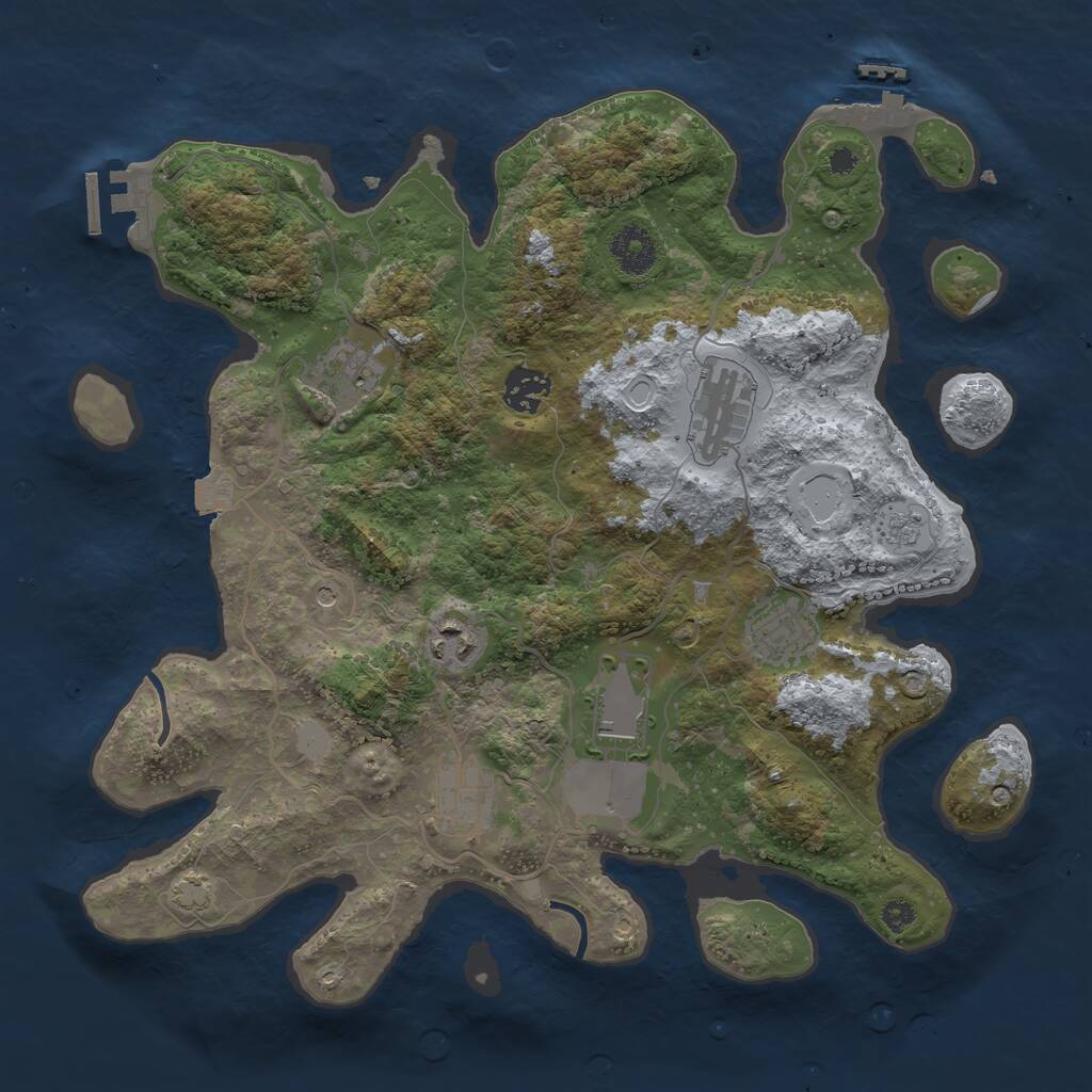 Rust Map: Procedural Map, Size: 3500, Seed: 96067667, 13 Monuments