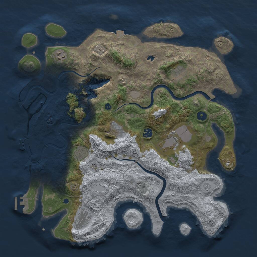Rust Map: Procedural Map, Size: 4000, Seed: 1218492527, 14 Monuments