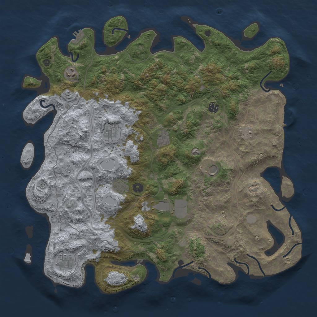 Rust Map: Procedural Map, Size: 4500, Seed: 1083919344, 18 Monuments