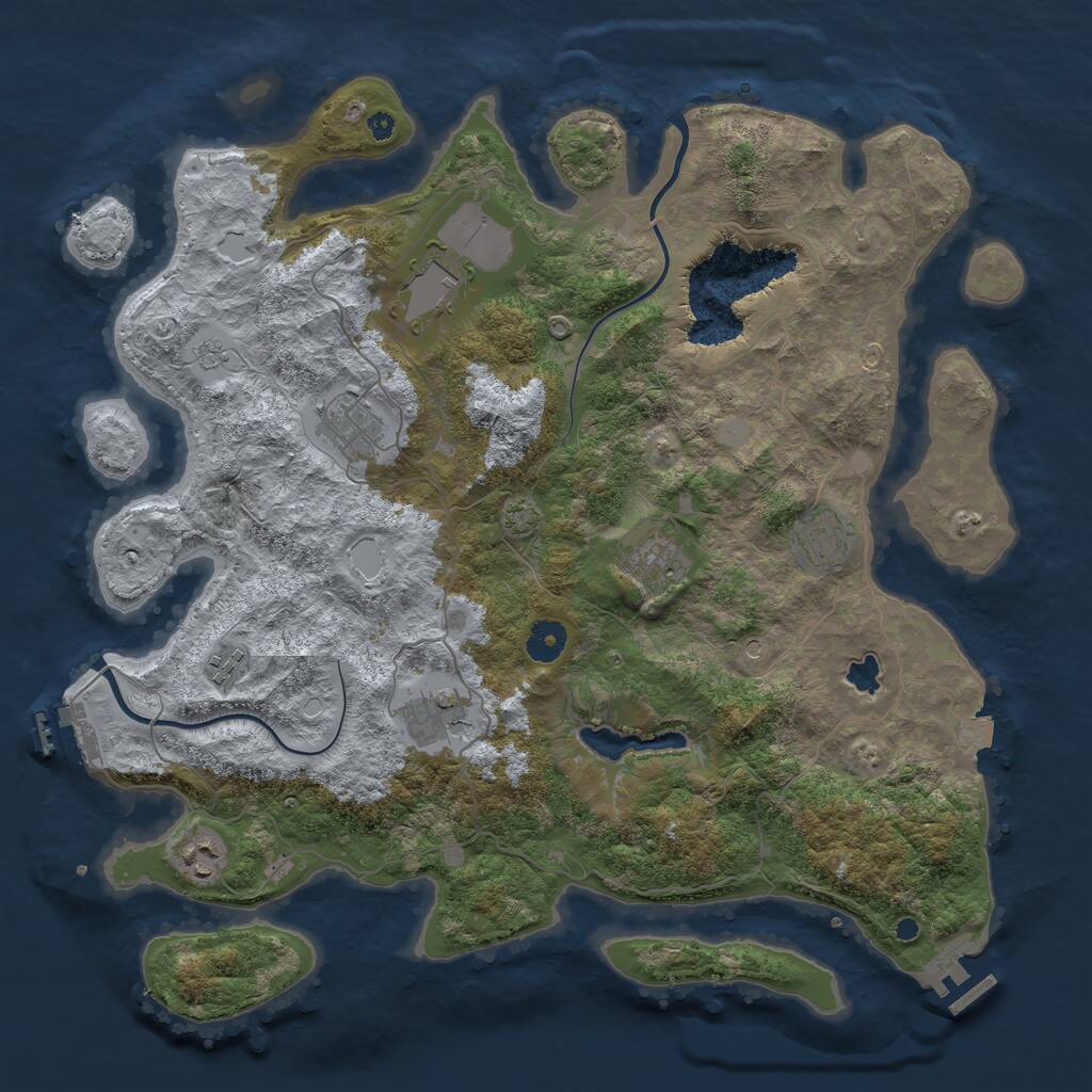 Rust Map: Procedural Map, Size: 4000, Seed: 333215, 13 Monuments