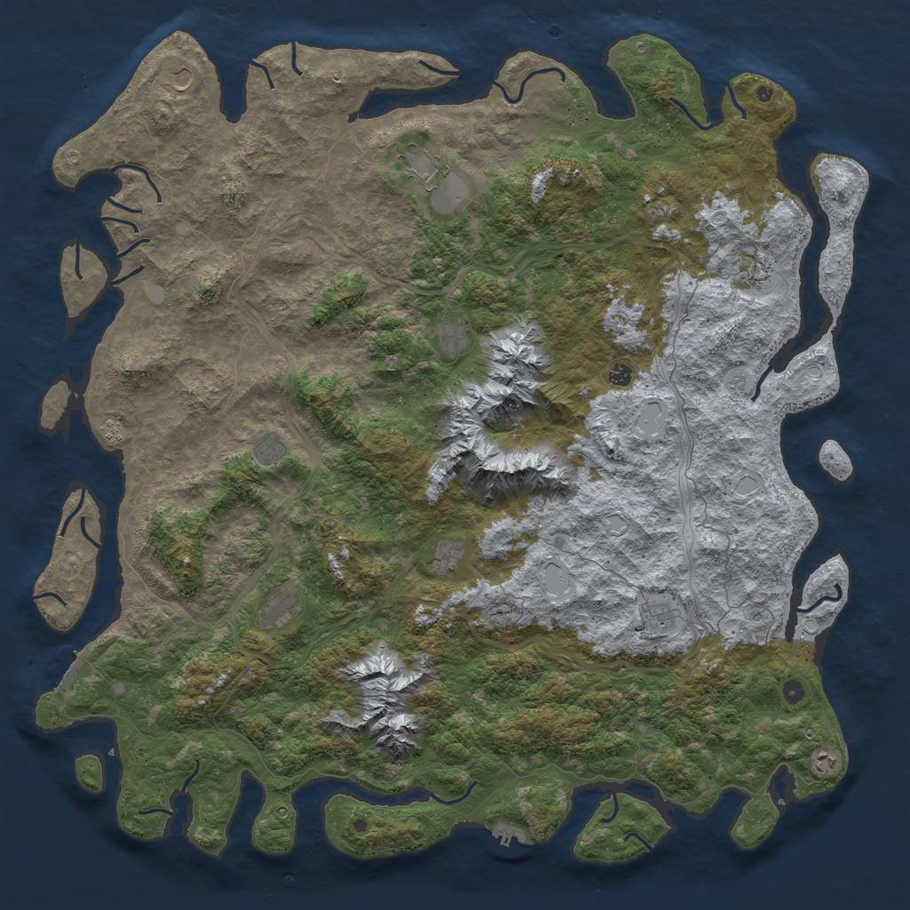 Rust Map: Procedural Map, Size: 6000, Seed: 854067272, 20 Monuments