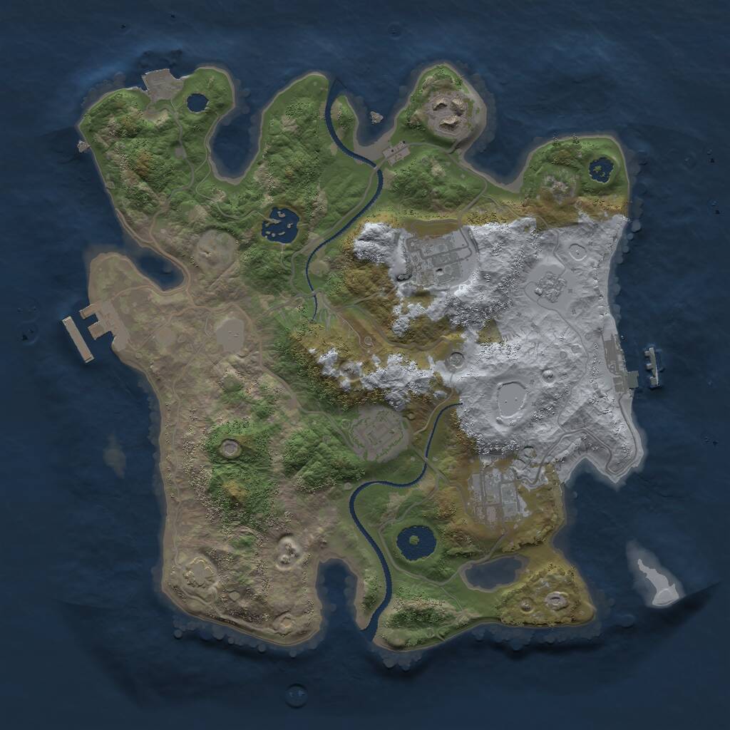 Rust Map: Procedural Map, Size: 3000, Seed: 830643, 11 Monuments