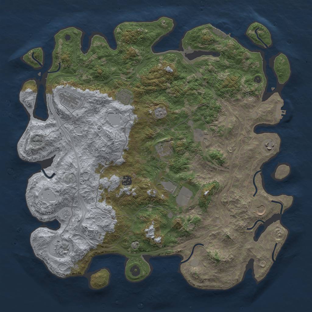 Rust Map: Procedural Map, Size: 4500, Seed: 3330, 19 Monuments
