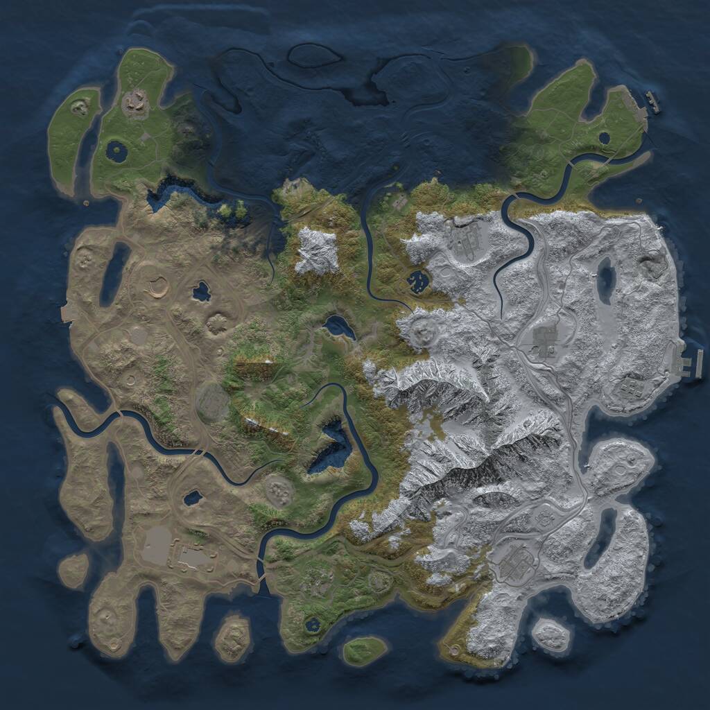 Rust Map: Procedural Map, Size: 5000, Seed: 25678, 16 Monuments