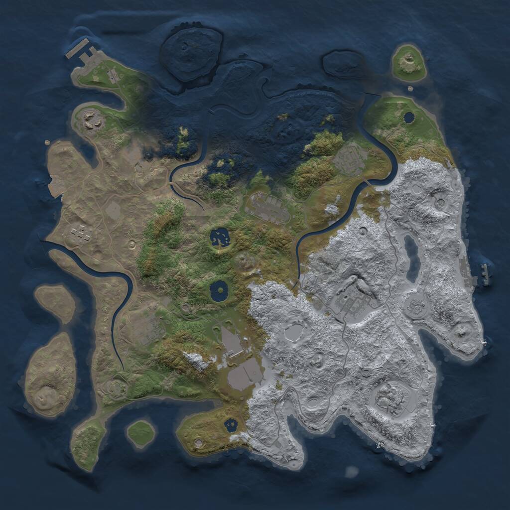Rust Map: Procedural Map, Size: 3800, Seed: 22436, 16 Monuments