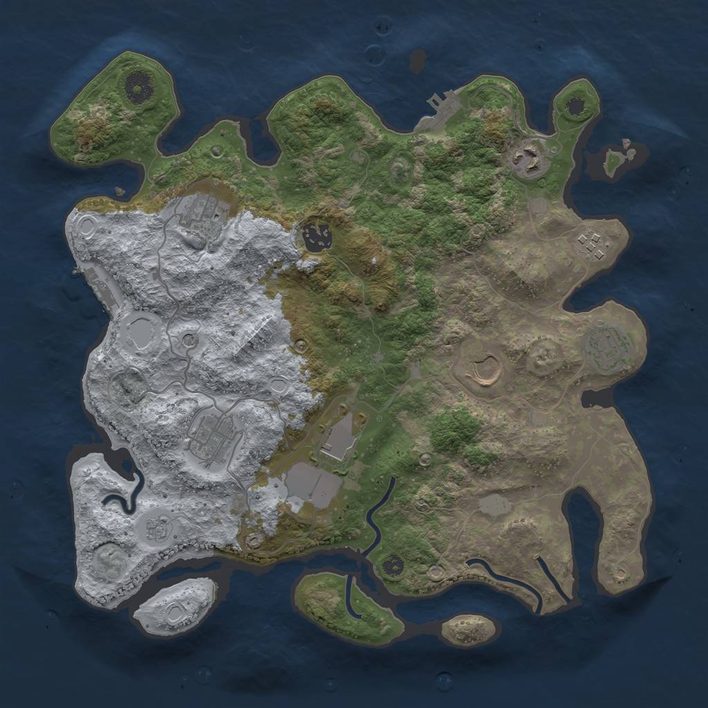 Rust Map: Procedural Map, Size: 3500, Seed: 74580295, 17 Monuments