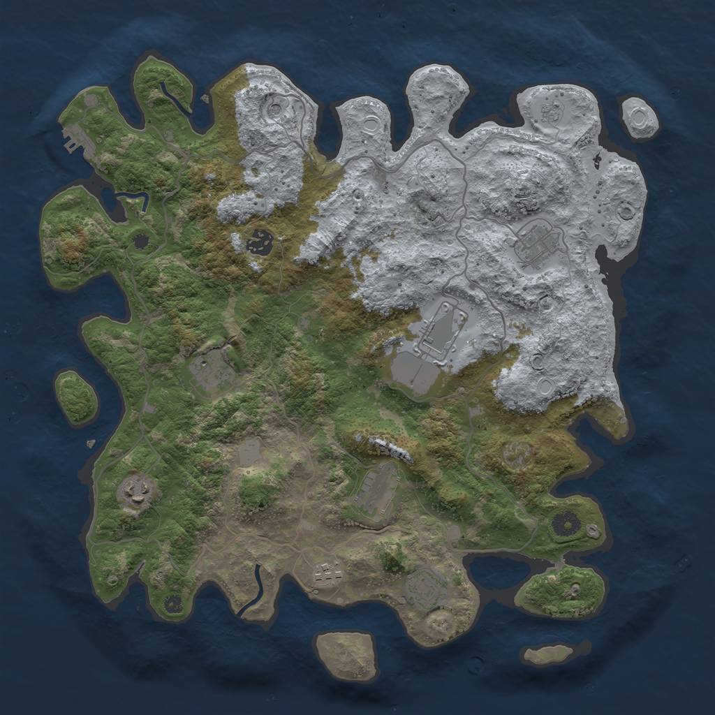 Rust Map: Procedural Map, Size: 4000, Seed: 13377, 16 Monuments