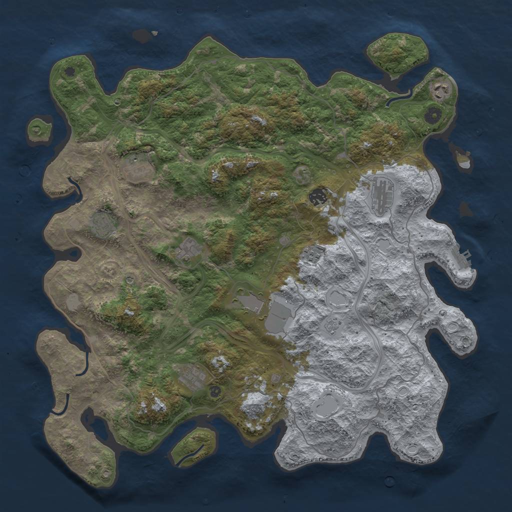 Rust Map: Procedural Map, Size: 4500, Seed: 835785738, 17 Monuments