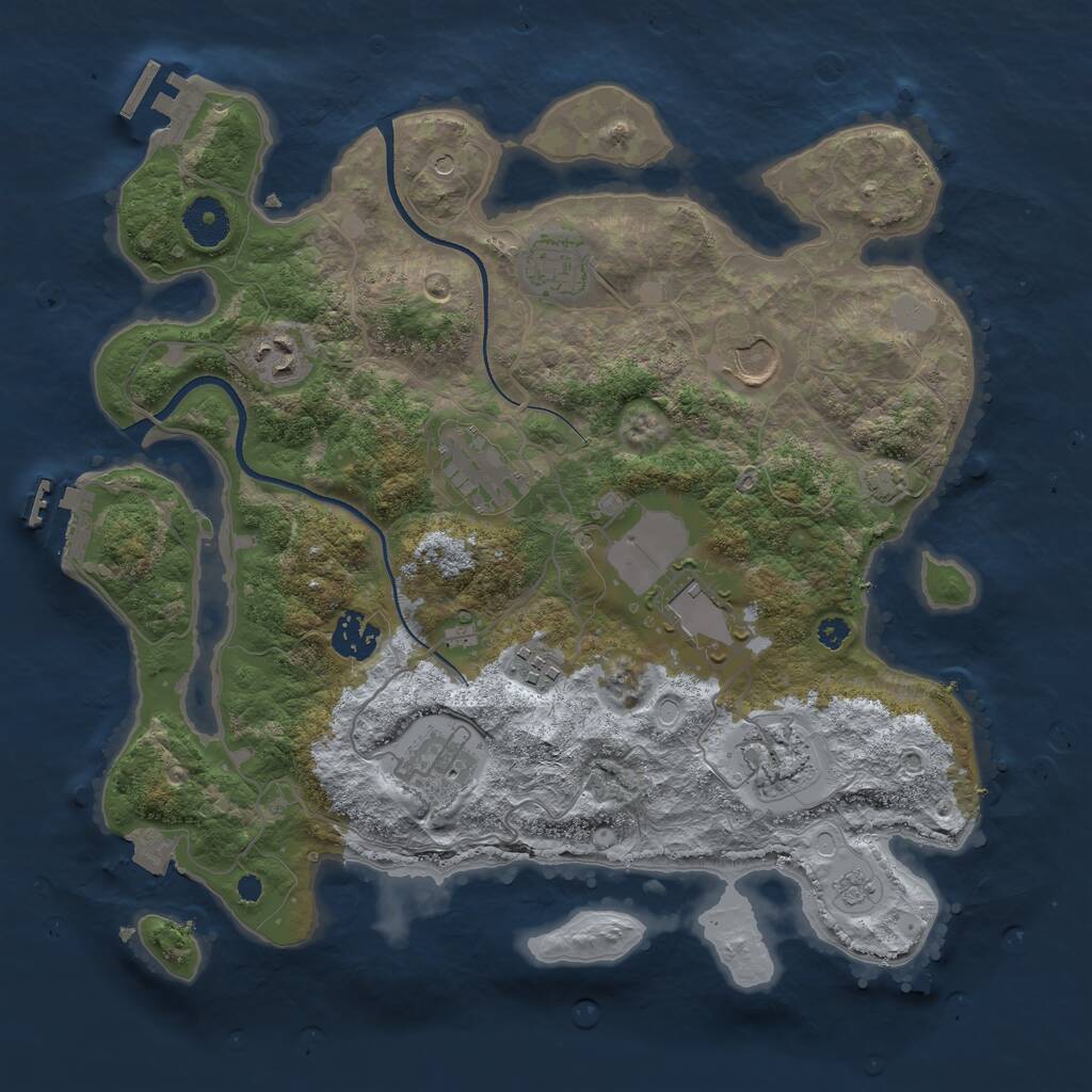 Rust Map: Procedural Map, Size: 3500, Seed: 448253, 15 Monuments