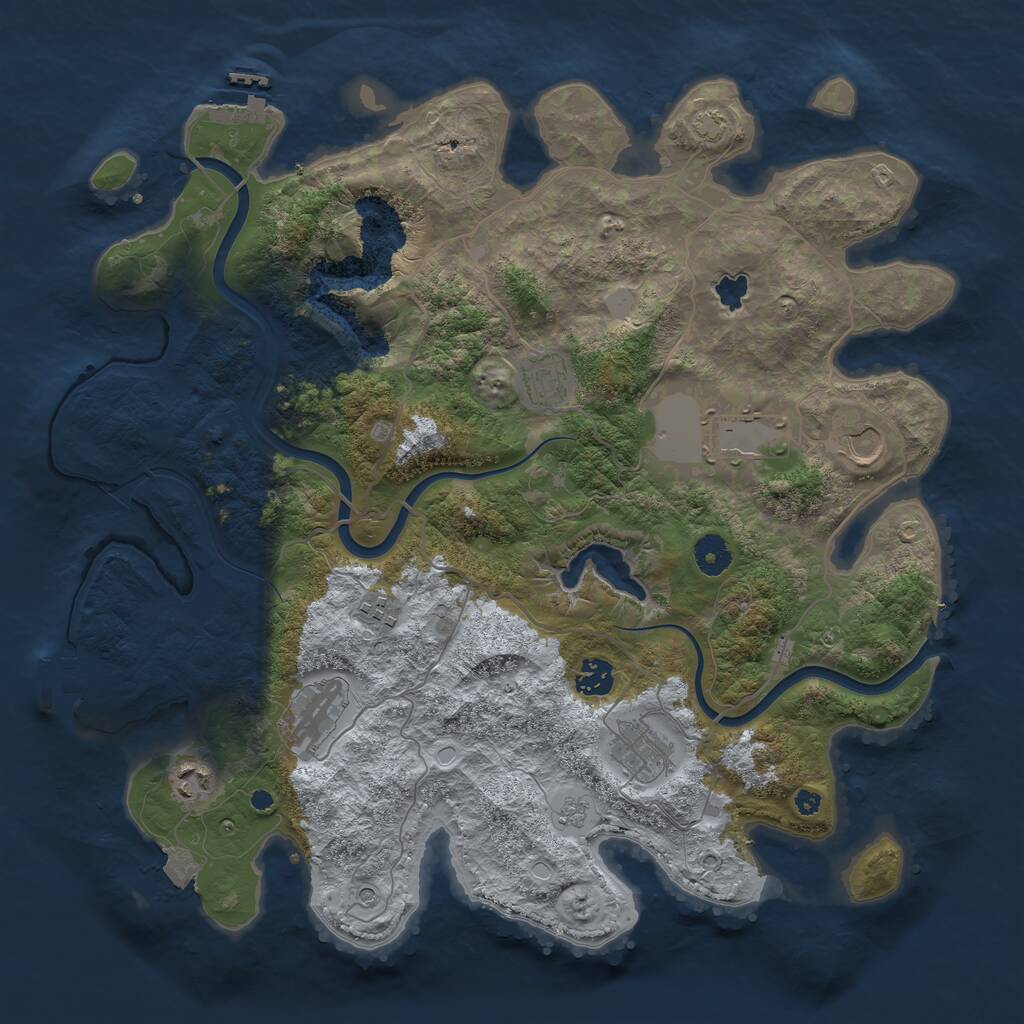 Rust Map: Procedural Map, Size: 4000, Seed: 484139720, 14 Monuments