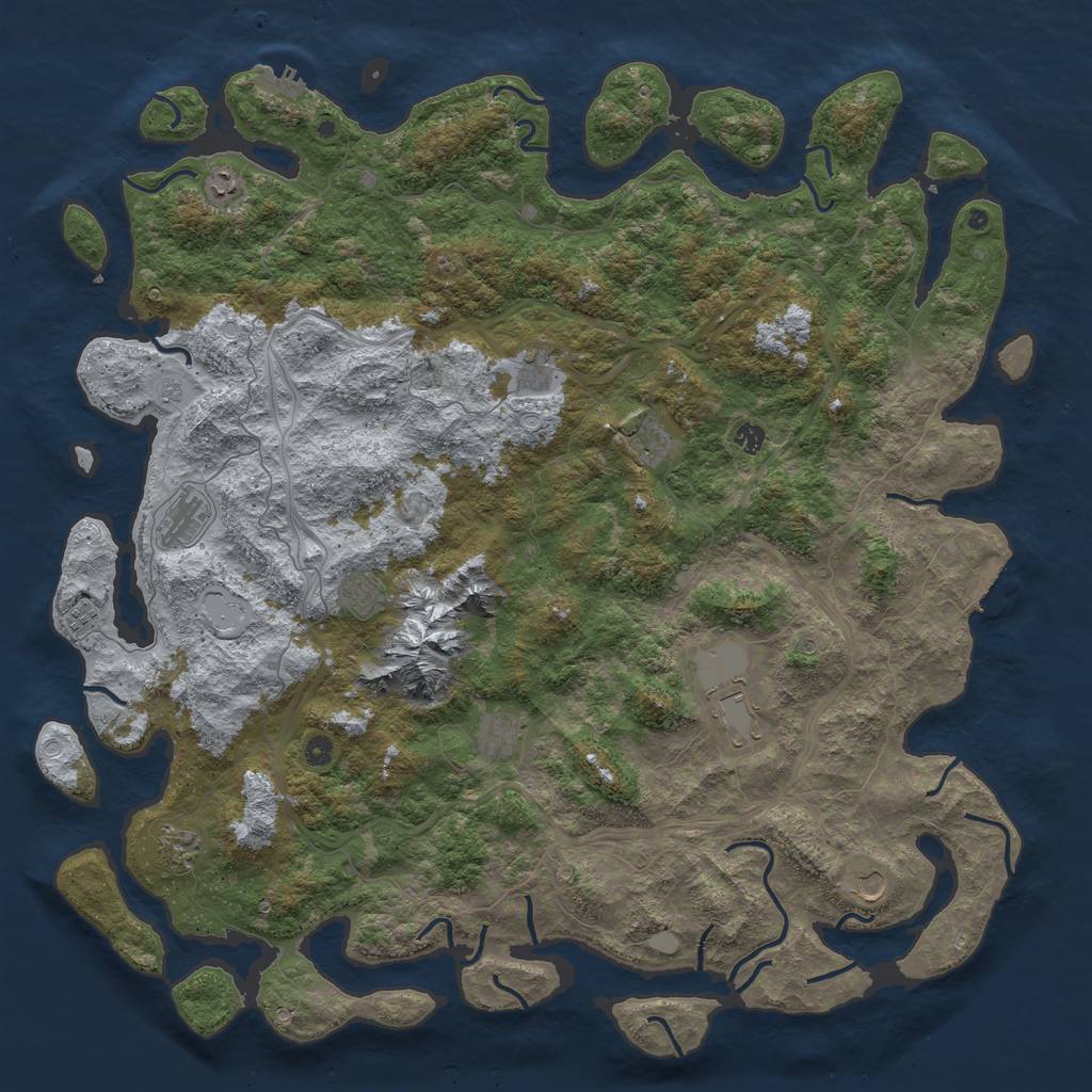 Rust Map: Procedural Map, Size: 5500, Seed: 1234567, 20 Monuments