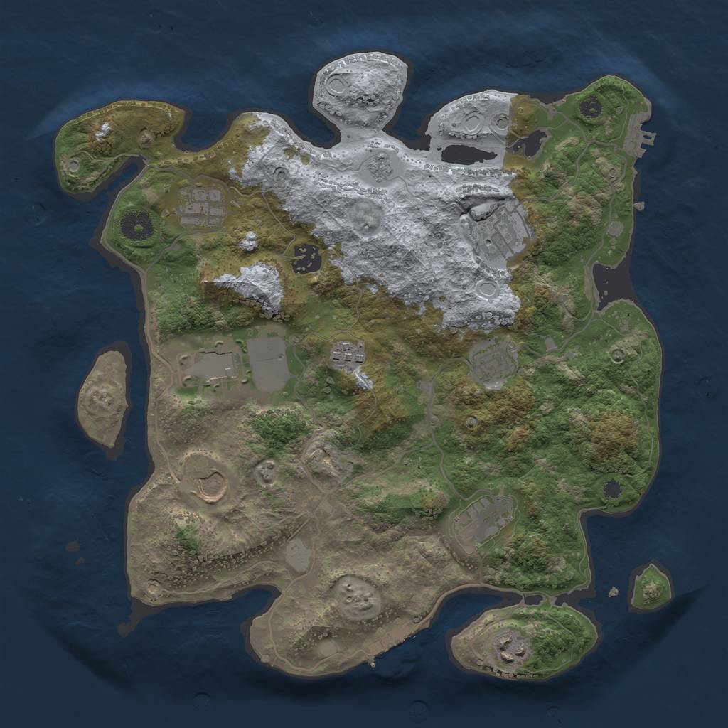 Rust Map: Procedural Map, Size: 3500, Seed: 672295933, 18 Monuments