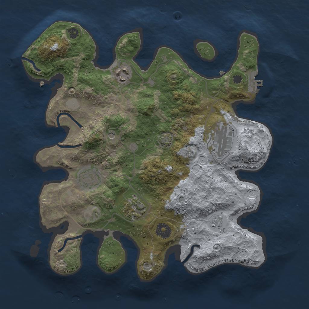 Rust Map: Procedural Map, Size: 3000, Seed: 982771403, 11 Monuments