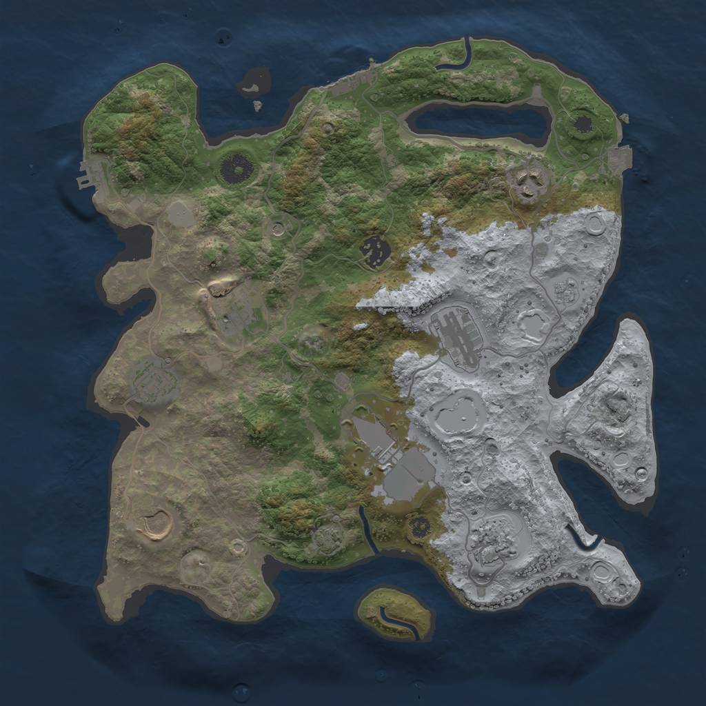 Rust Map: Procedural Map, Size: 3500, Seed: 125002, 16 Monuments