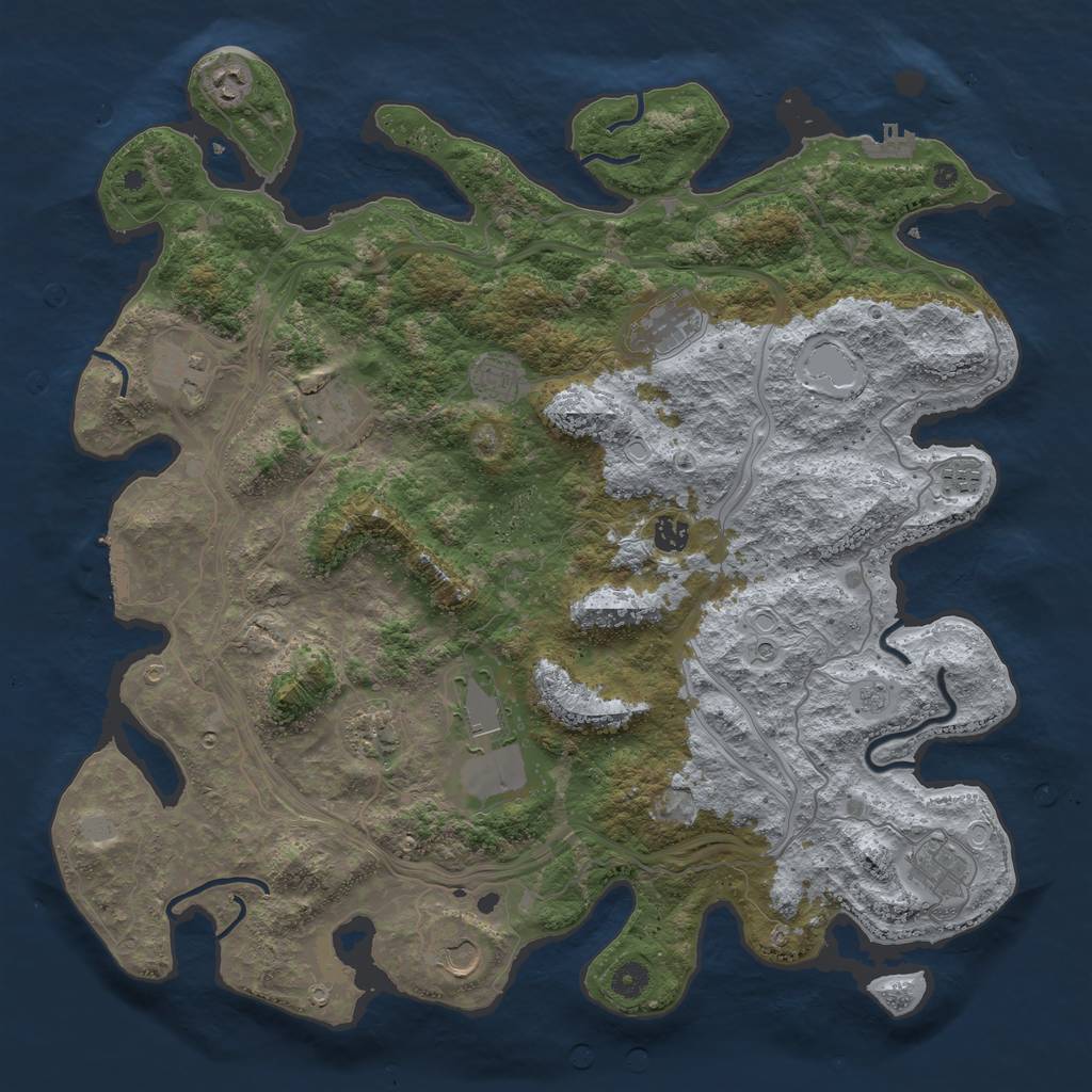 Rust Map: Procedural Map, Size: 4500, Seed: 1865907736, 20 Monuments