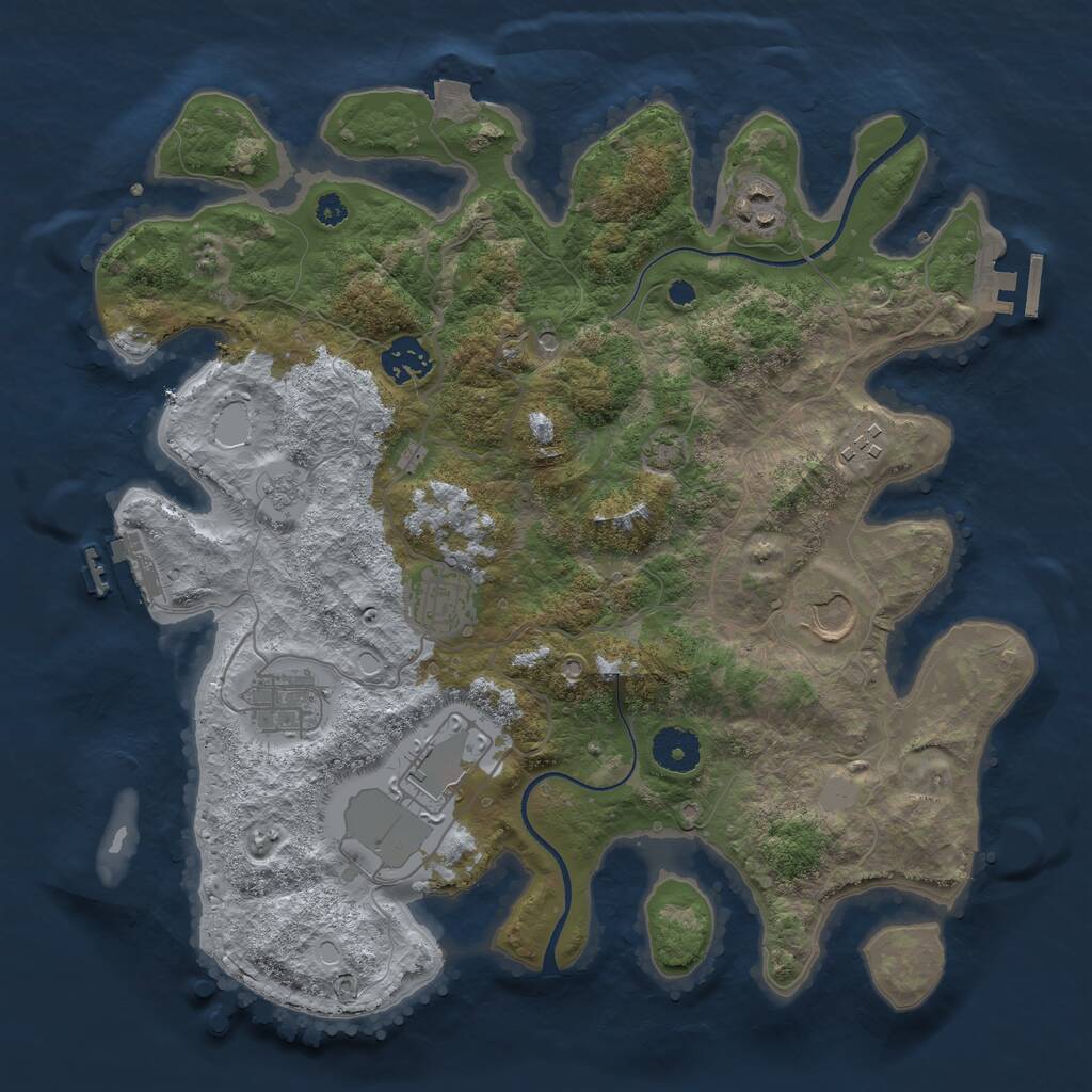 Rust Map: Procedural Map, Size: 3500, Seed: 1218639055, 13 Monuments