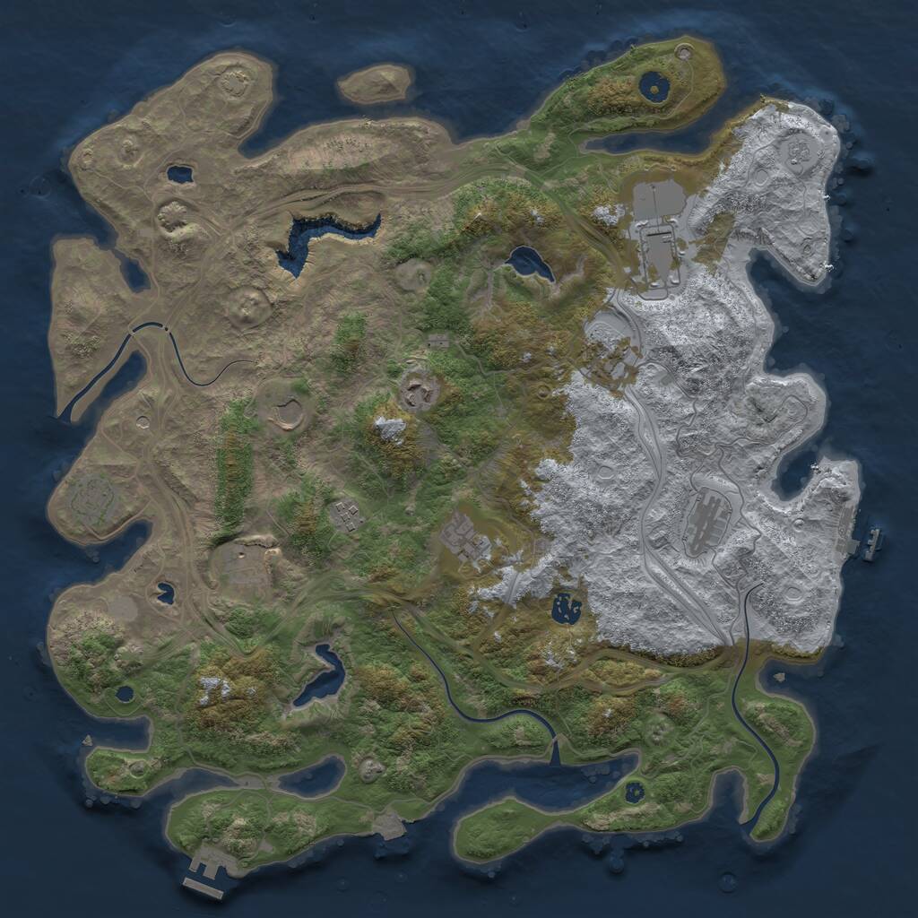 Rust Map: Procedural Map, Size: 4500, Seed: 12131123, 16 Monuments