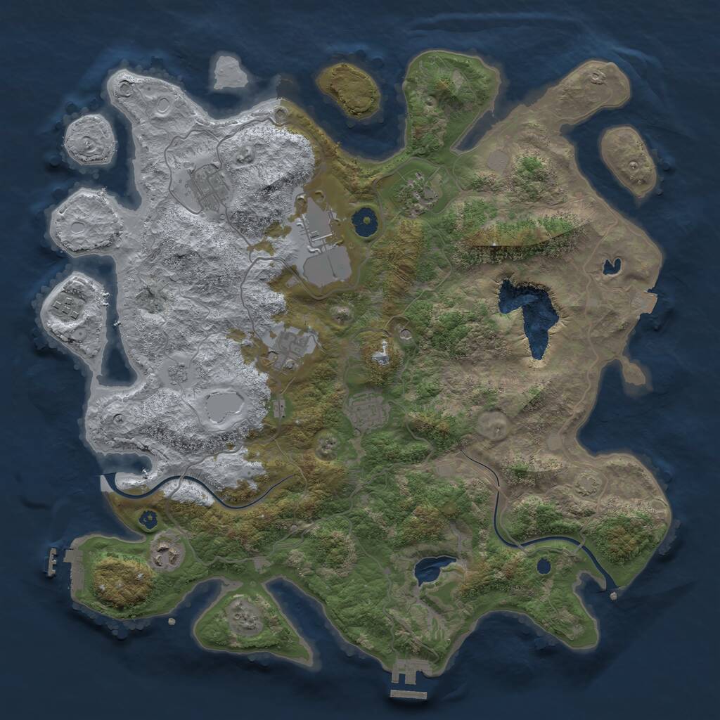 Rust Map: Procedural Map, Size: 4000, Seed: 1009990721, 13 Monuments