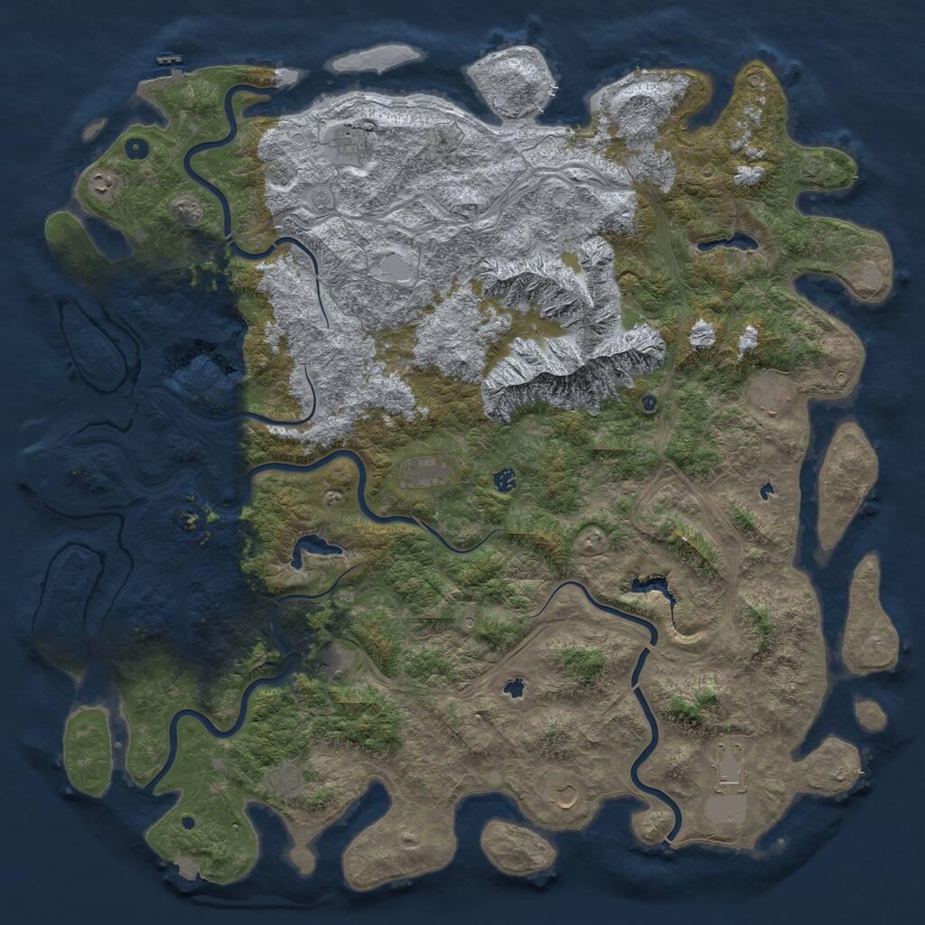 Rust Map: Procedural Map, Size: 6000, Seed: 337104876, 17 Monuments