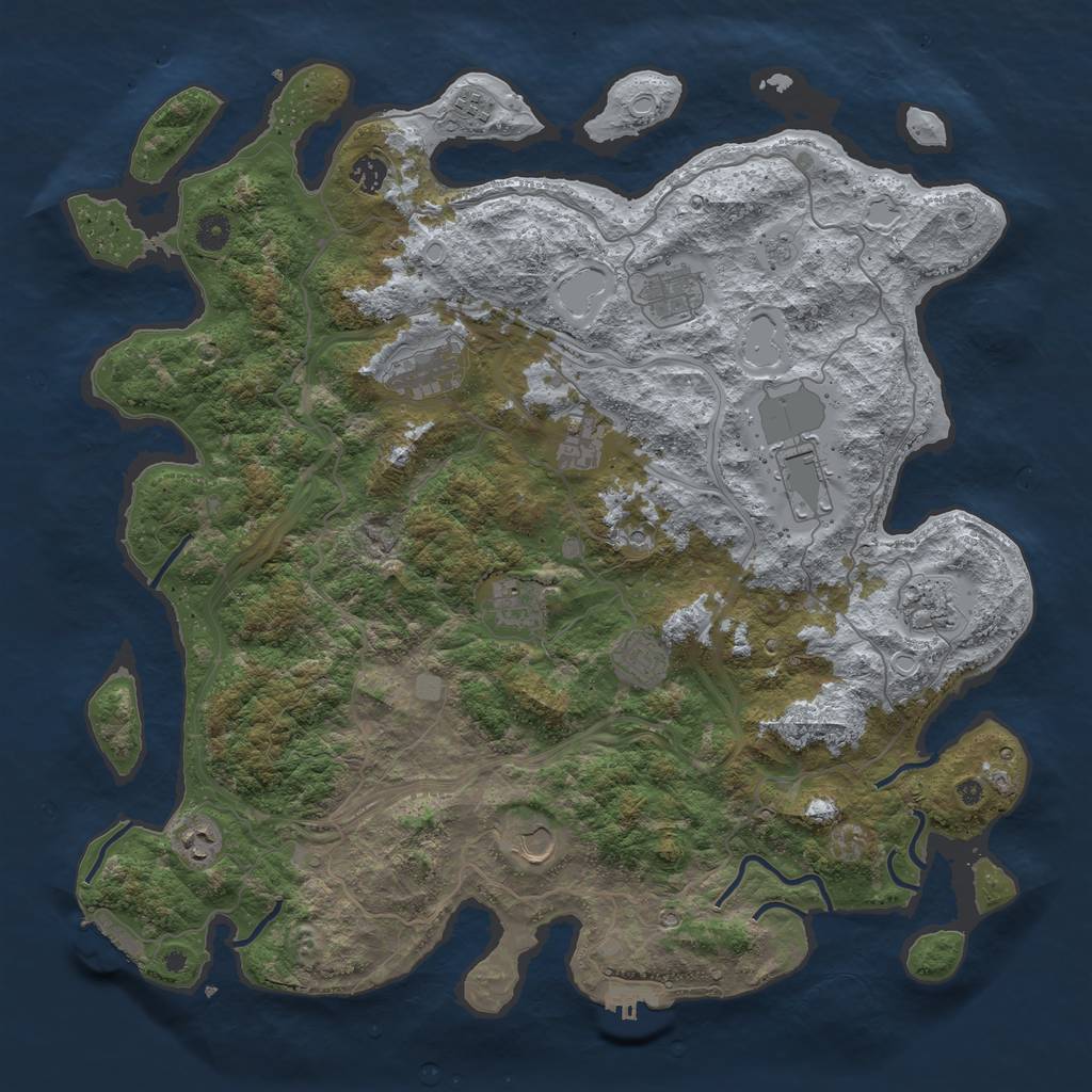 Rust Map: Procedural Map, Size: 4500, Seed: 2309, 20 Monuments