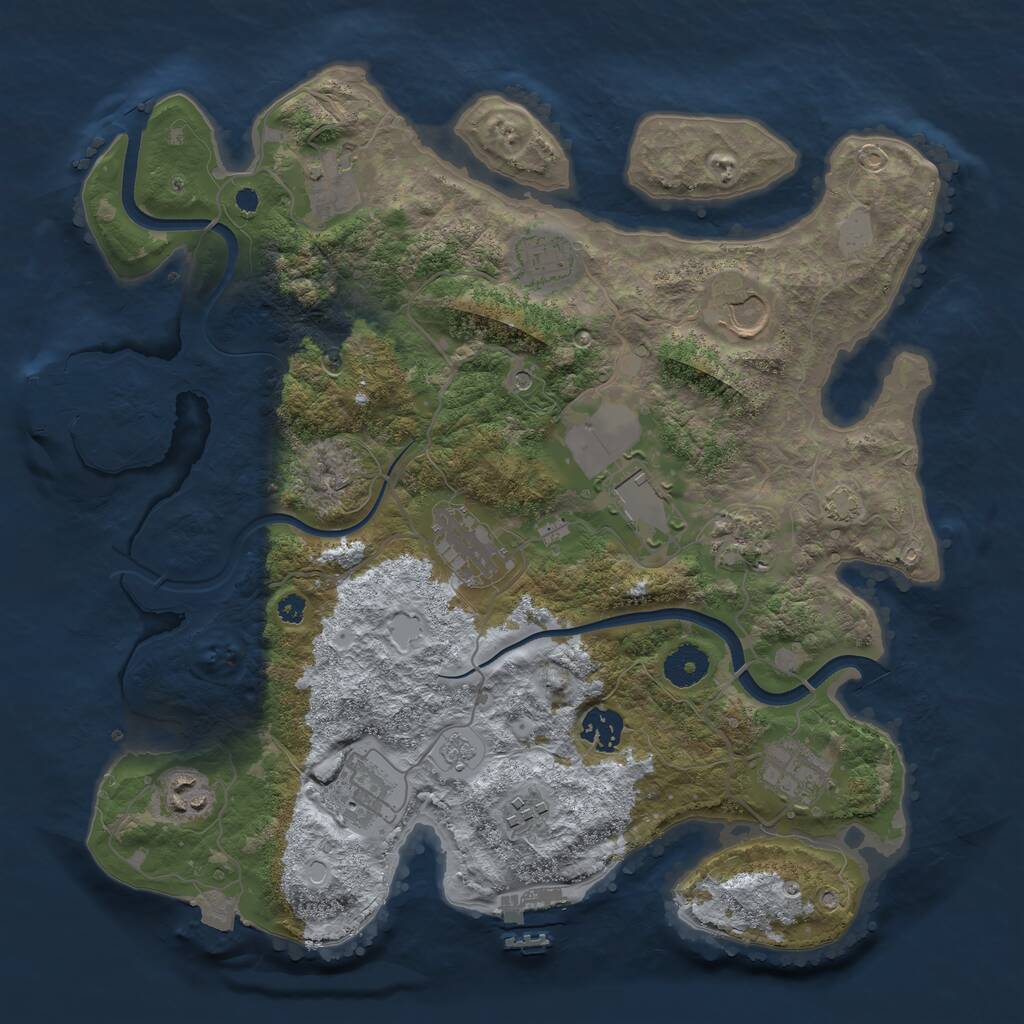 Rust Map: Procedural Map, Size: 3600, Seed: 464221120, 17 Monuments