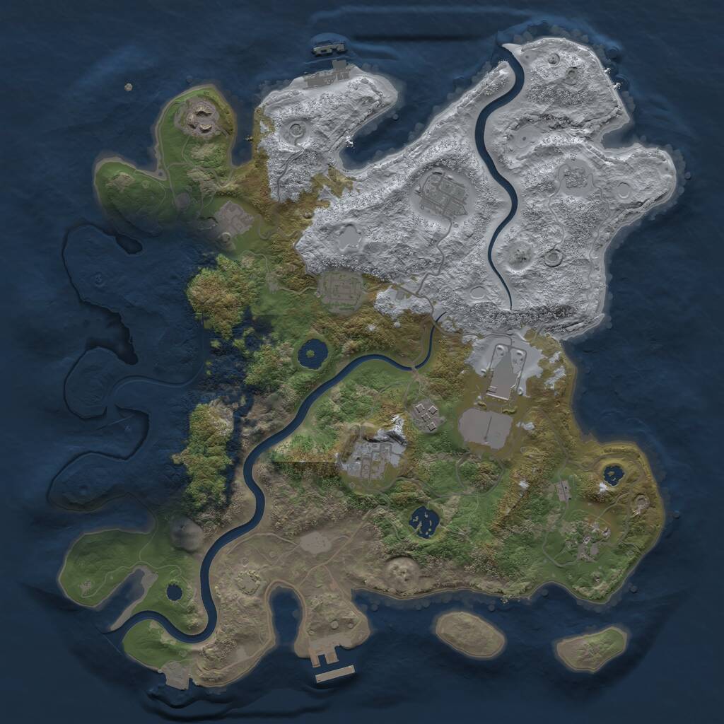 Rust Map: Procedural Map, Size: 3700, Seed: 1093314713, 15 Monuments