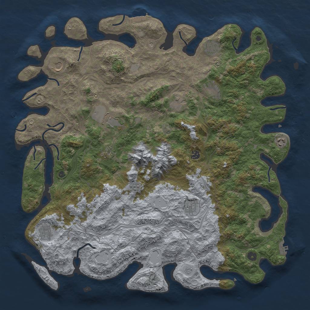 Rust Map: Procedural Map, Size: 5000, Seed: 878646165, 20 Monuments