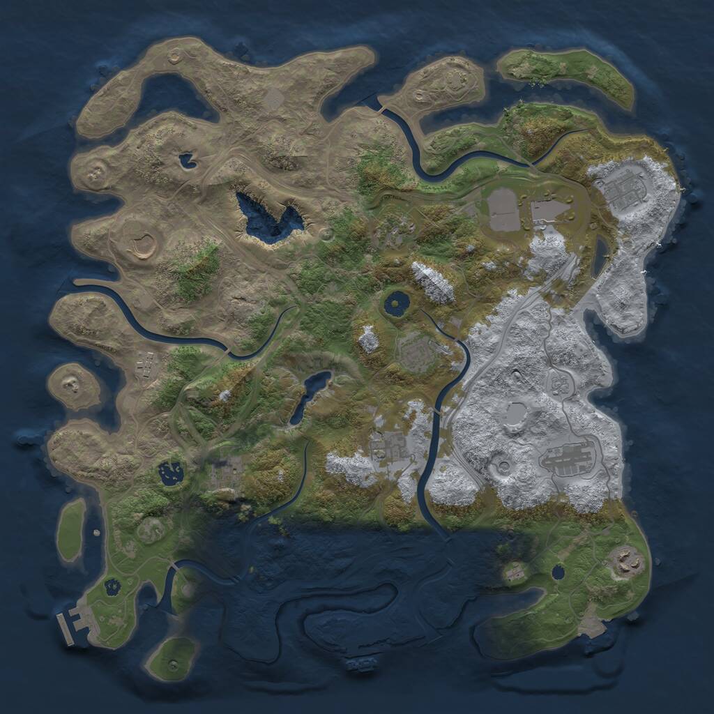 Rust Map: Procedural Map, Size: 4300, Seed: 2076637970, 17 Monuments