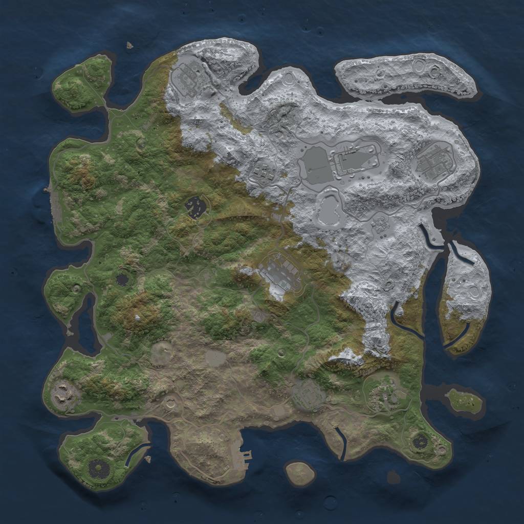 Rust Map: Procedural Map, Size: 3750, Seed: 88407894, 16 Monuments