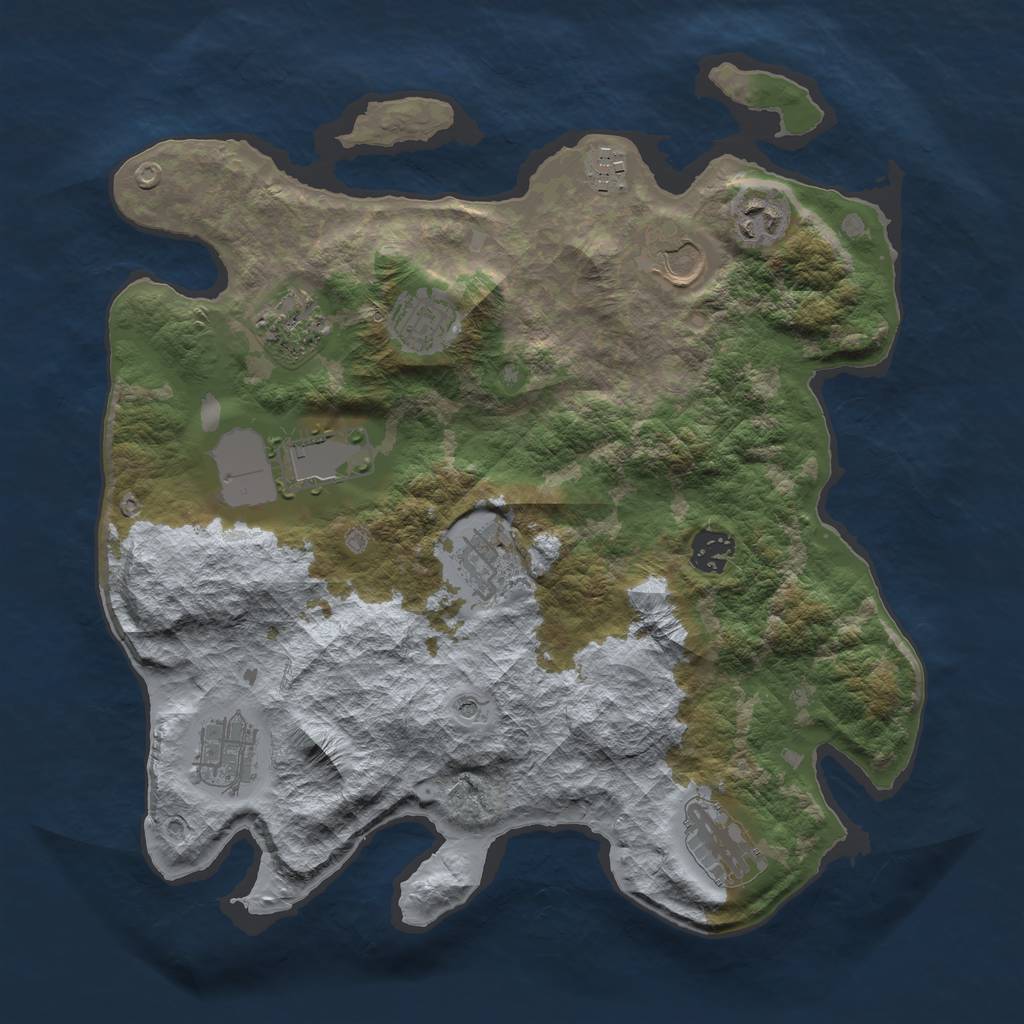 Rust Map: Barren, Size: 3500, Seed: 515914721, 13 Monuments